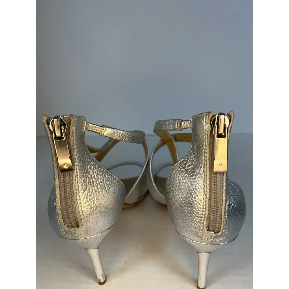 Imagine Vince‎ Camuto Pascal Sandals Metallic Silver Strappy Stiletto Size 8.5